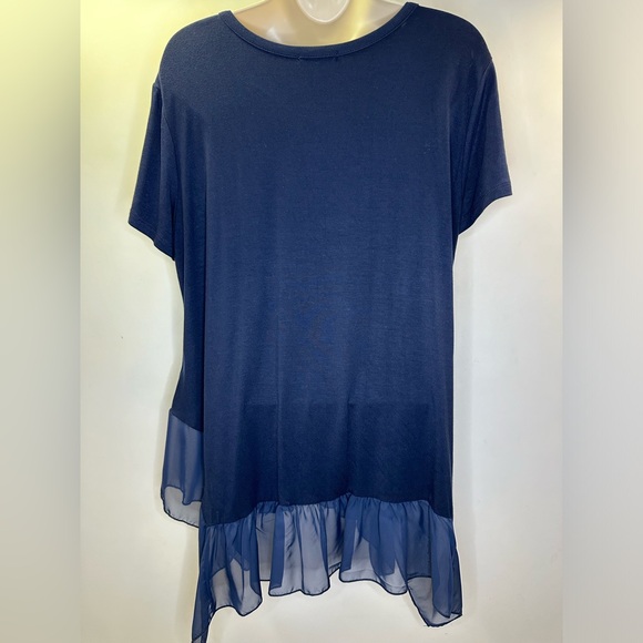 Cha Cha Vente navy blue women’s blouse size large flowing soft fabric - Picture 2 of 4